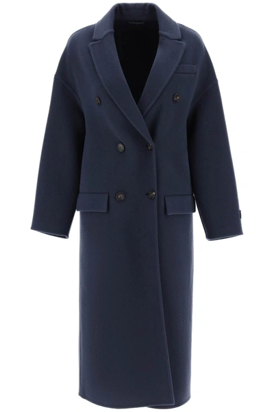 Shop Brunello Cucinelli Duoble Breasted Coat In Wool And Cashmere