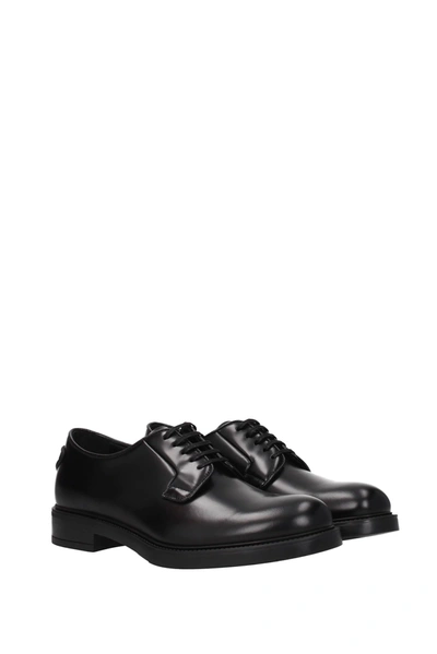 Shop Prada Lace Up And Monkstrap Leather Black