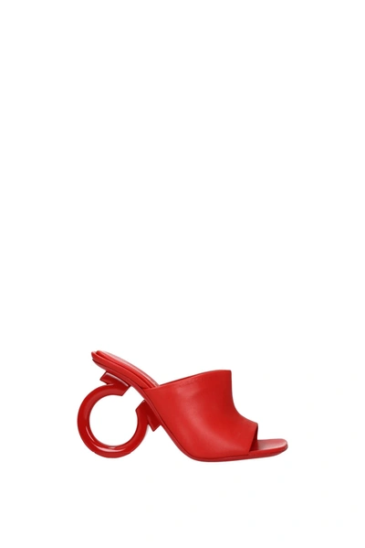 Shop Ferragamo Sandals Leather Red Flame