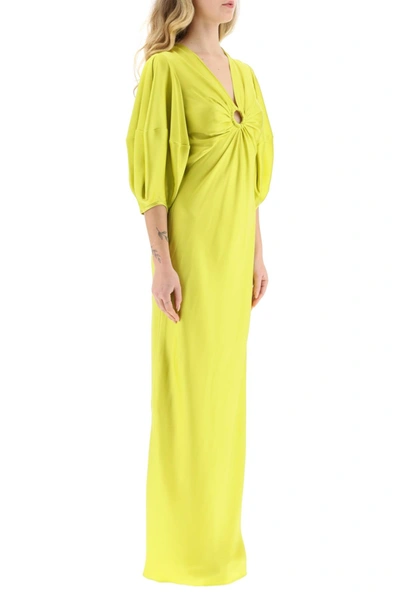 Shop Stella Mccartney Satin Maxi Dress With Cut Out Ring Detail
