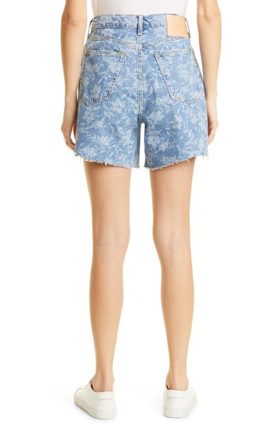 Shop Rag & Bone Maya High Waist Raw Hem Denim Shorts In Blue Floral
