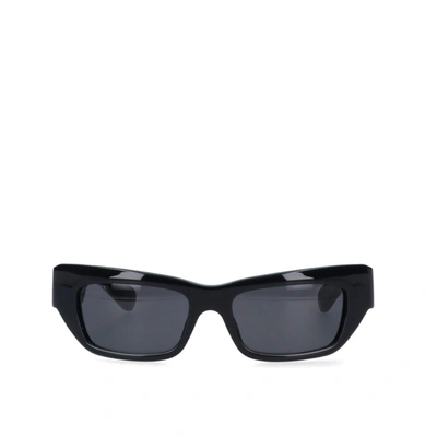 Shop Gucci Logo Rectangular Sunglasses In Black