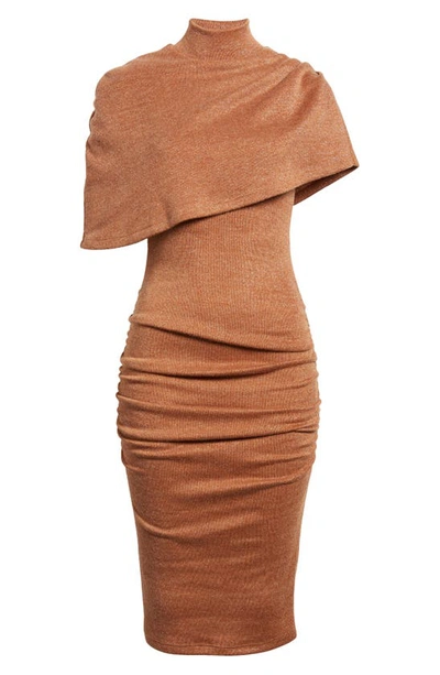 Black Halo Eleanor Popover Ruched Body-con Dress In Sephia Sparkle