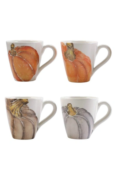 Shop Vietri Set Of 4 Pumpkin Mugs In Handpainted