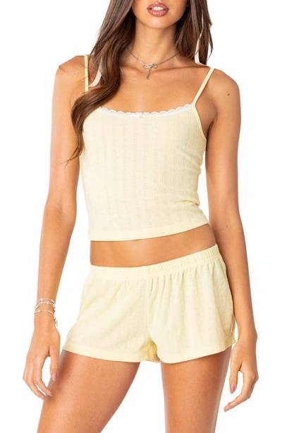 Shop Edikted Irene Pointelle Camisole In Yellow