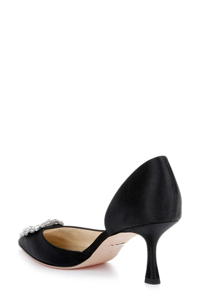 Shop Badgley Mischka Fabia Embellished Pointed Toe Pump In Black Satin