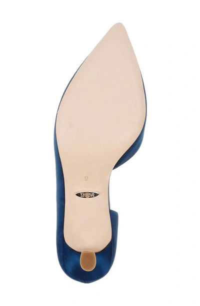 Shop Badgley Mischka Fabia Embellished Pointed Toe Pump In Navy Satin