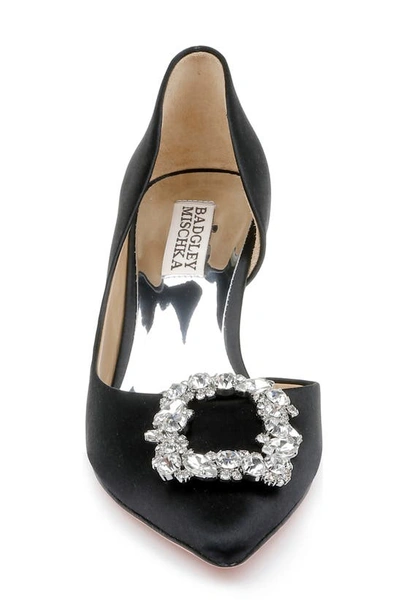 Shop Badgley Mischka Fabia Embellished Pointed Toe Pump In Black Satin