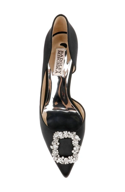 Shop Badgley Mischka Fabia Embellished Pointed Toe Pump In Black Satin