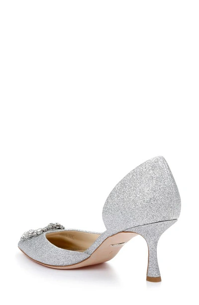 Shop Badgley Mischka Fabia Embellished Pointed Toe Pump In Silver Textile