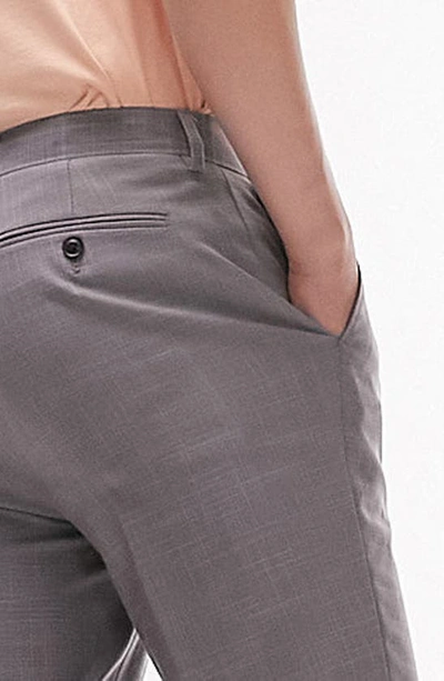 Shop Topman Slim Fit Stretch Flat Front Suit Pants In Grey