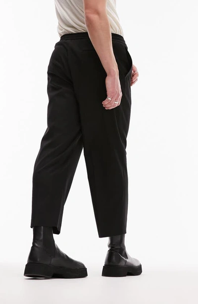 Shop Topman Wide Leg Stretch Crop Pants In Black