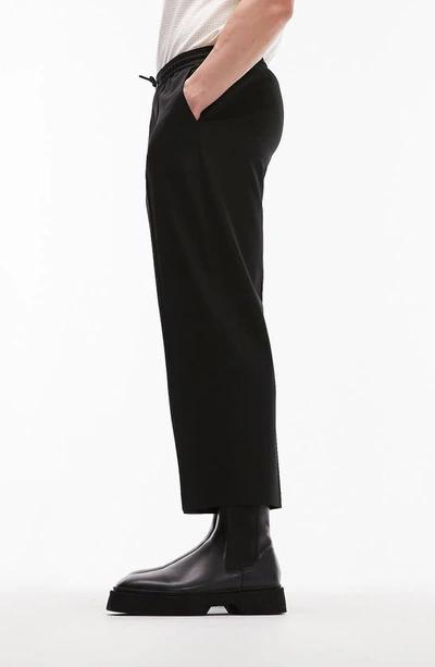 Shop Topman Wide Leg Stretch Crop Pants In Black