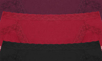 Shop Natori Bliss 3-pack French Cut Briefs In Red/ Purple/ Black