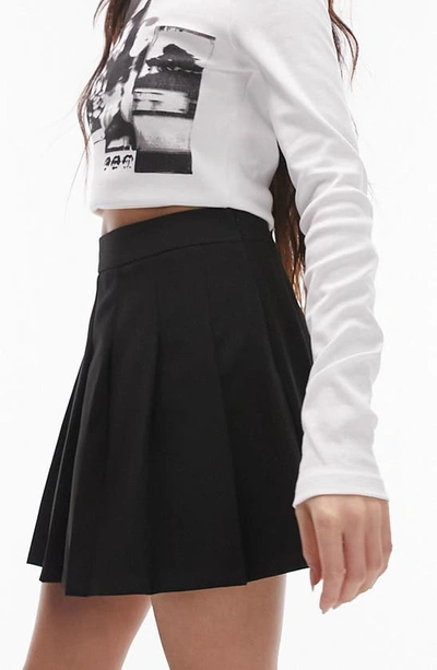 Shop Topshop Pleated Tennis Skirt In Black