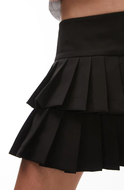 Shop Topshop Pleated Tiered Tennis Skirt In Black