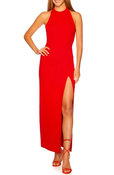 Shop Susana Monaco Open Back Halter Cocktail Dress In Perfect Red