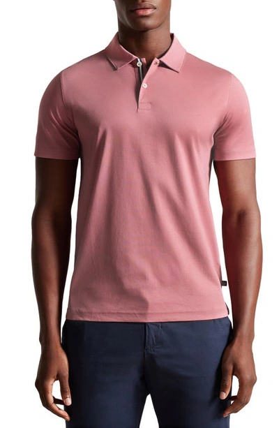 Shop Ted Baker Zeiter Cotton Polo In Mid Pink