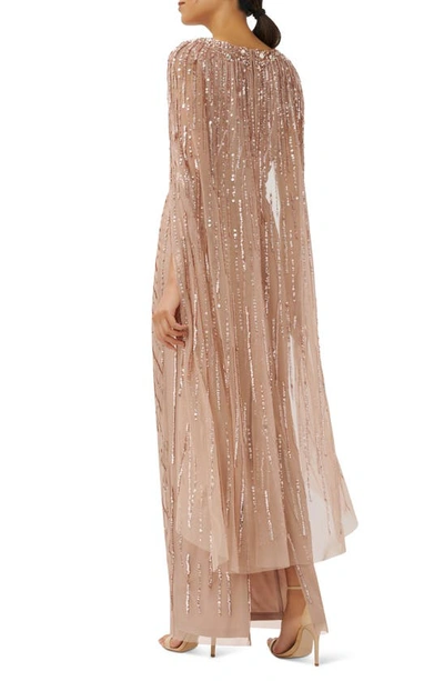 Adrianna Papell Beaded Cape Gown Ball Gown Adrianna Papell Capelet Dress  Ball Gown Adrianna Papell