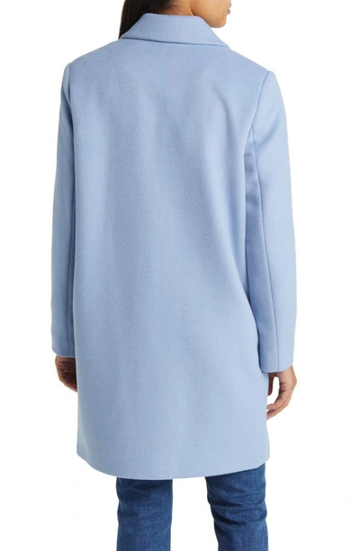 Sam Edelman Double Breasted Wool Blend Coat In Sky Blue