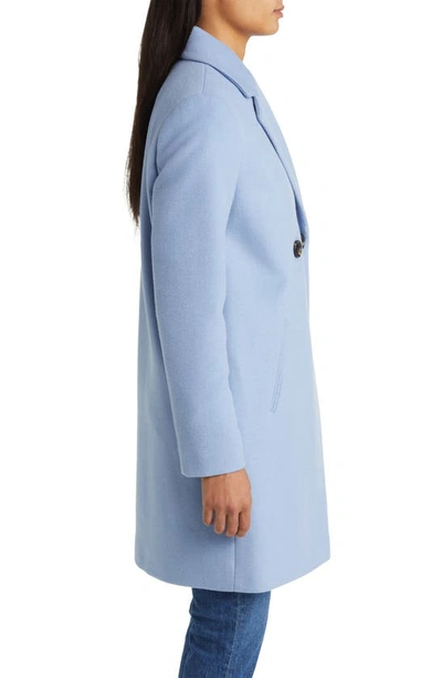 Sam Edelman Double Breasted Wool Blend Coat In Sky Blue