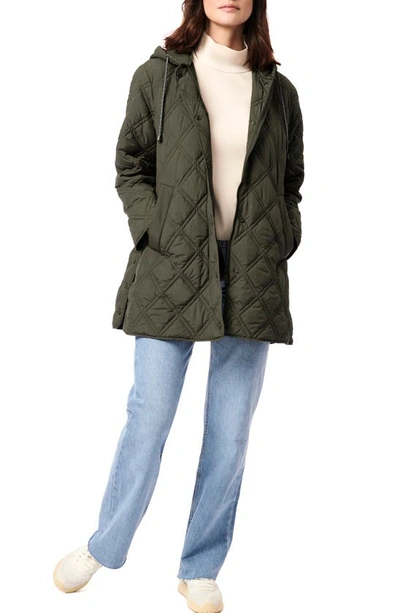 Shop Bernardo Hooded Quilted Liner Jacket In Fig Leaf