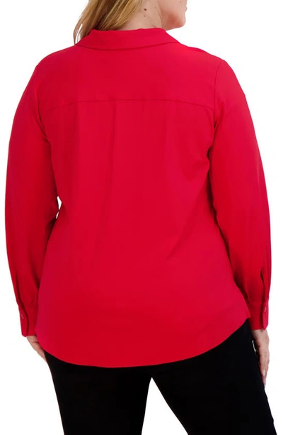 Foxcroft Mary Button-up Blouse In Red