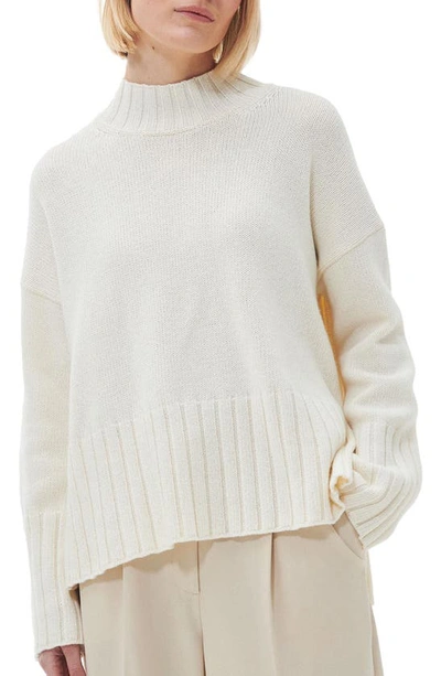 Barbour Malton Ecru Turleneck Sweater In Antique White