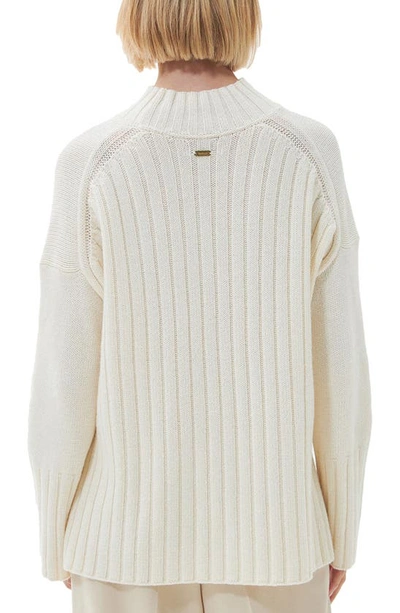 Shop Barbour Winona Cotton & Wool Blend Funnel Neck Sweater In Antique White