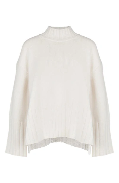 Barbour Malton Ecru Turleneck Sweater In Antique White