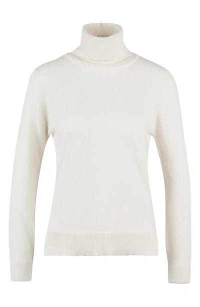 Barbour Pendle Elbow Patch Wool & Cotton Turtleneck Sweater In Cream/ Fawn