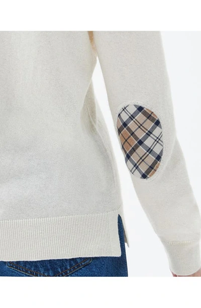 Barbour Pendle Elbow Patch Wool & Cotton Turtleneck Sweater In Cream/ Fawn