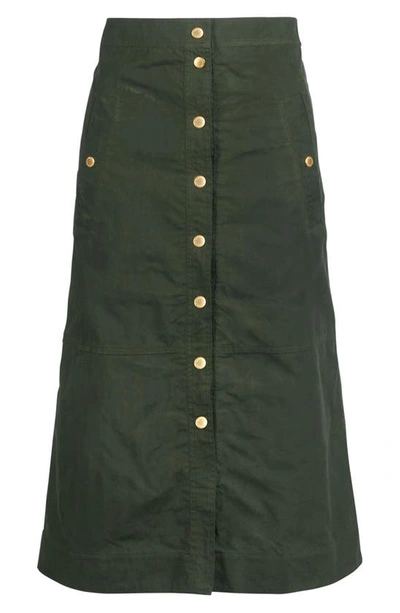 Shop Barbour Laverne Wool & Cotton A-line Skirt In Sage/ Ancient