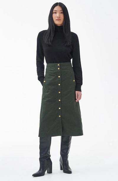 Shop Barbour Laverne Wool & Cotton A-line Skirt In Sage/ Ancient