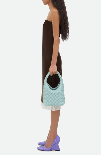 Bottega Veneta Cabat Intrecciato Leather Top Handle Bag In 3902 Teal Washed-gold