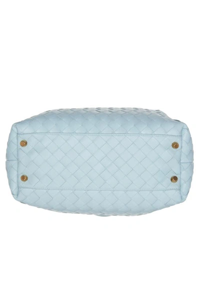 Bottega Veneta Cabat Intrecciato Leather Top Handle Bag In 3902 Teal Washed-gold