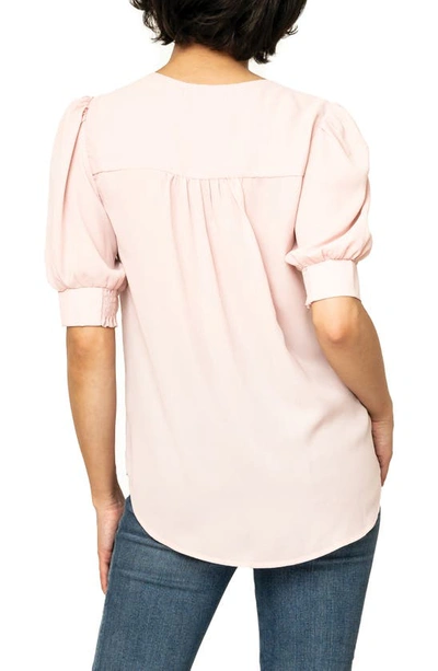 Shop Gibsonlook Floral Print Puff Sleeve Blouse In Light Dusty Pink