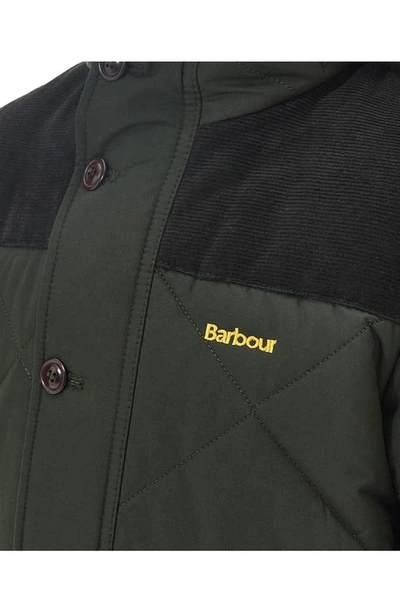 Shop Barbour Kids' Elmwood Quilted Hooded Jacket In Sage