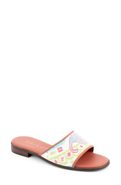 Shop Bypaige Needlepoint Stitched Slide Sandal In Turq