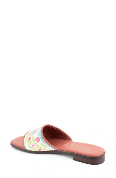 Bypaige Needlepoint Stitched Slide Sandal In Turq