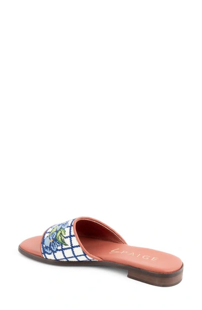 Shop Bypaige Needlepoint Stitched Slide Sandal In Blue