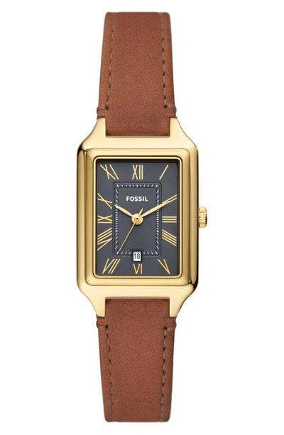 Fossil Women's Raquel Three-hand Date Medium Brown Genuine Leather Watch, 23mm In Brown