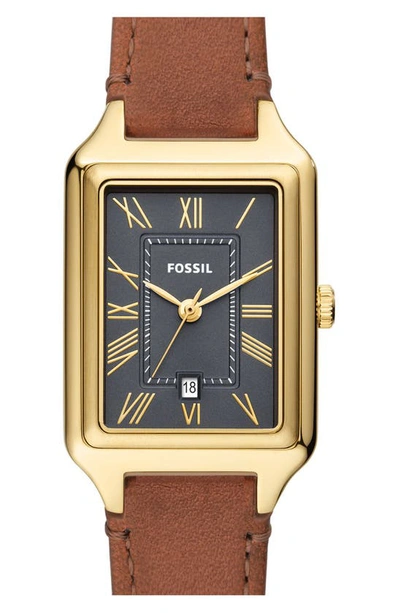 Fossil Women's Raquel Three-hand Date Medium Brown Genuine Leather Watch, 23mm In Brown