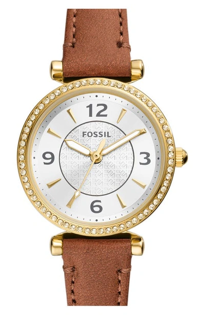 Shop Fossil Carlie Leather Strap Watch, 28mm In Tan
