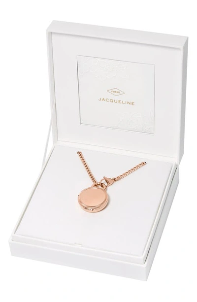 Shop Fossil Jacqueline Watch Locket Necklace In Rose Gold