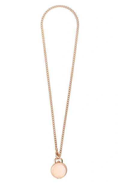 Shop Fossil Jacqueline Watch Locket Necklace In Rose Gold