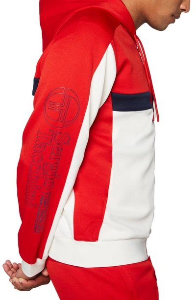 Shop Sergio Tacchini Sora Colorblock Zip Piqué Hoodie In Adrenaline Rush