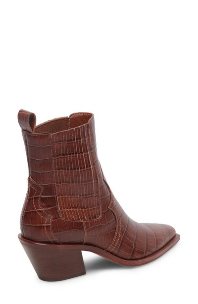 Shop Dolce Vita Senna Western Boot In Walnut Embossed Leather