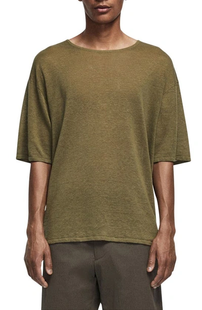 Shop Rag & Bone Kerwin Oversize Stripe Linen T-shirt In Army