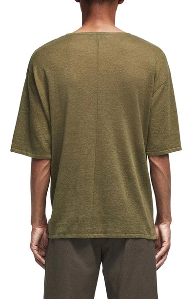 Shop Rag & Bone Kerwin Oversize Stripe Linen T-shirt In Army